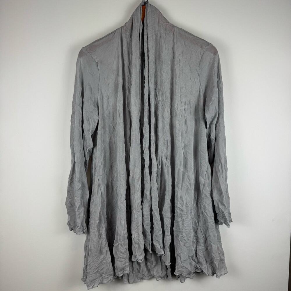 By JJ Gray/Silver Crinkled Long Lightweight Women’s Cardigan M